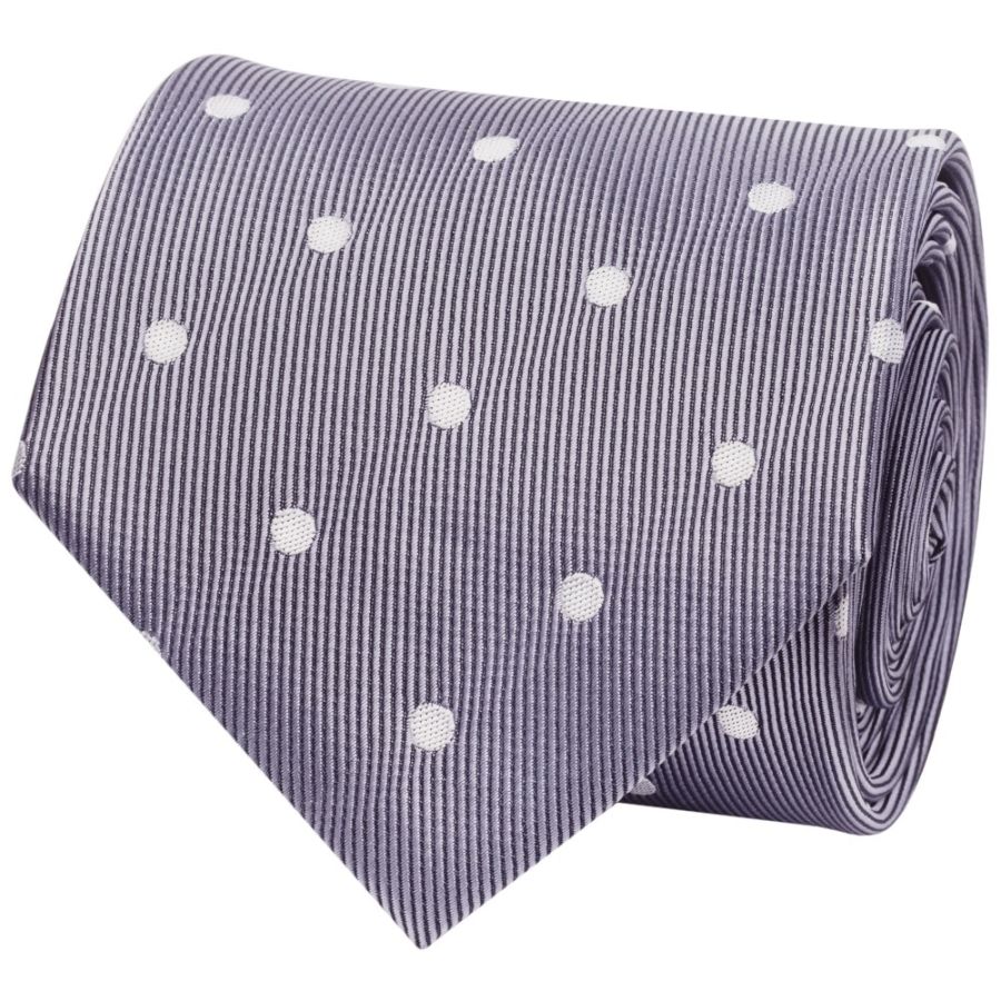 Mauve Large White Spot Classic Men's Tie and Pocket Square Set
