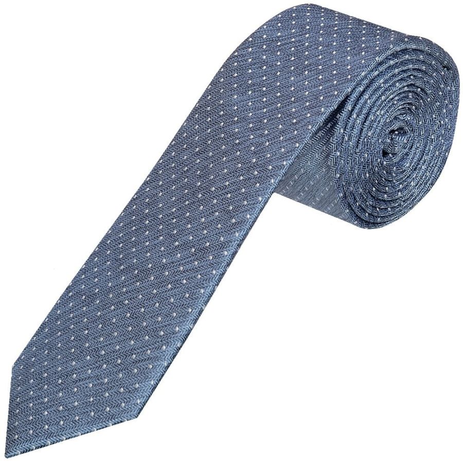Blue Polka Dot Skinny Men's Silk Tie