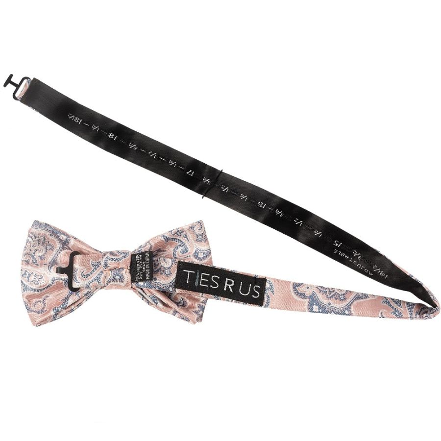 Pink and Blue Paisley Handmade Mens Bow Tie