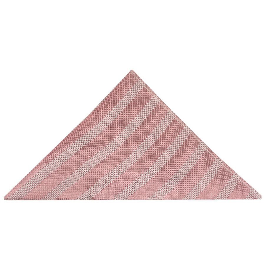 Mens Rose Gold Textured Stripe Silk Classic Tie Pocket Square and Cufflinks Box Set