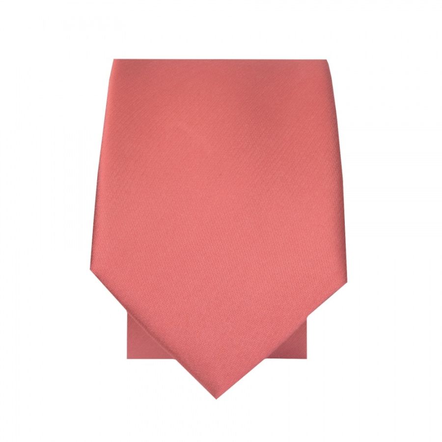 Plain Light Coral Satin Silk Skinny Men's Tie