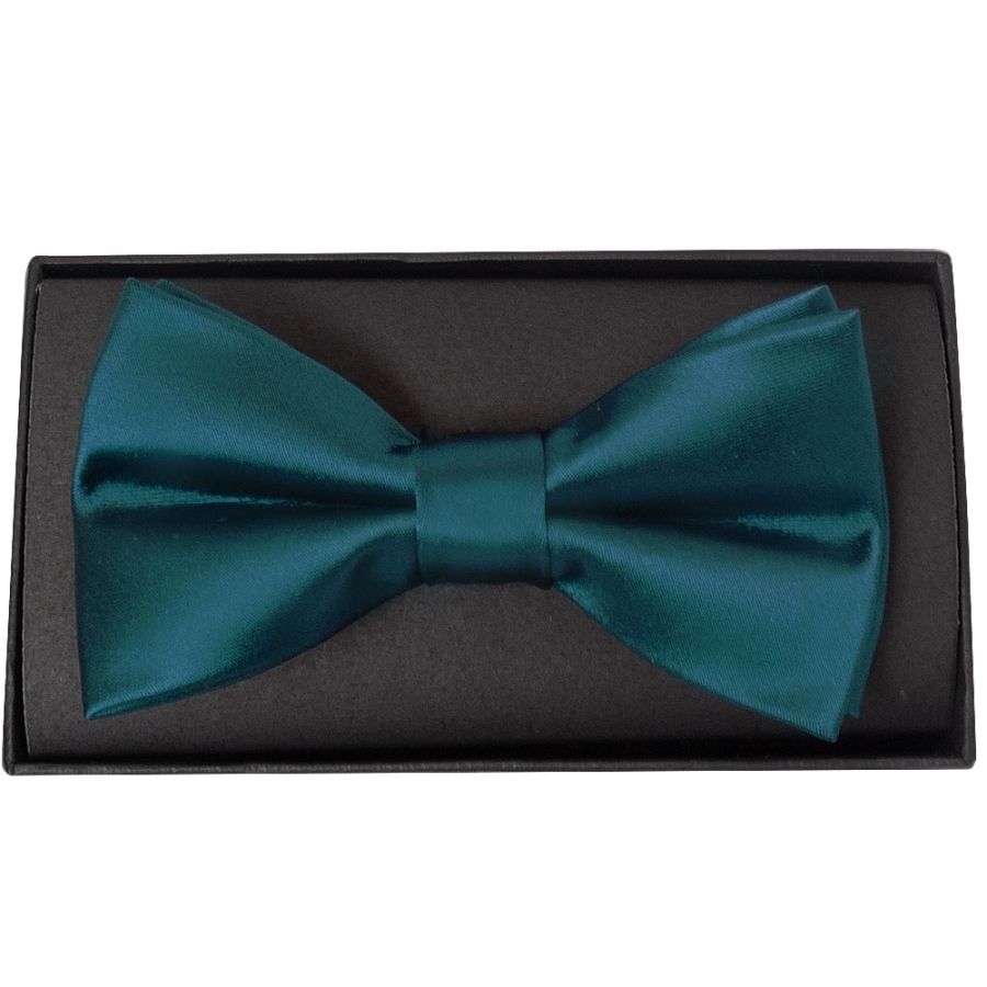Plain Dark Teal Handmade Mens Bow Tie and Pocket Square Set