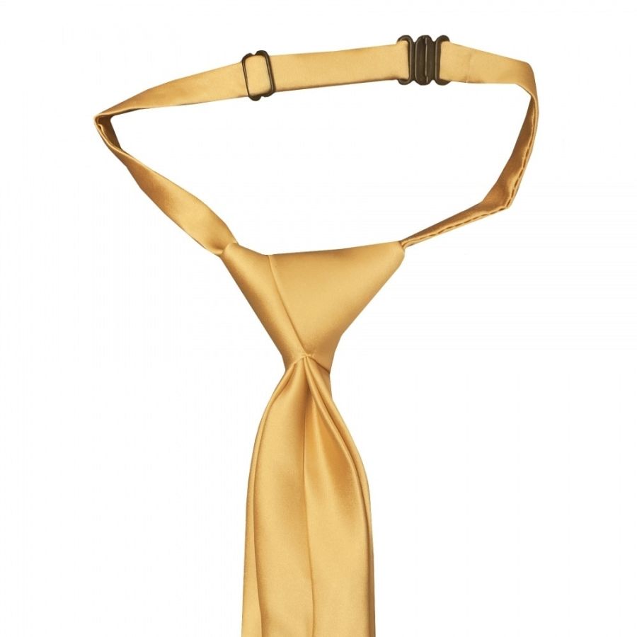 Pre Tied Caramel Satin Boys Tie and Pocket Square Set Age 4-7
