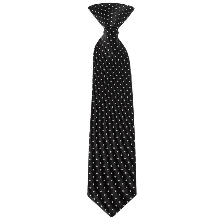 Pre Tied Black Polka Dot Boys Tie and Pocket Square Set - Age 4-7 Years