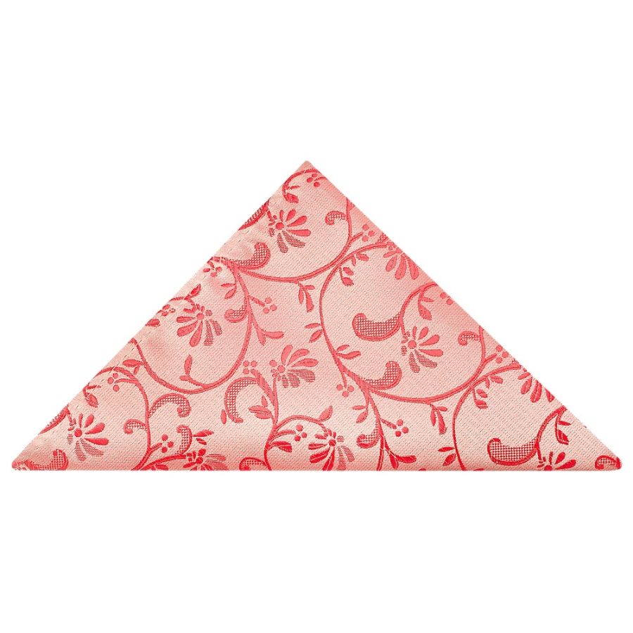 Coral Pink Floral Pocket Square