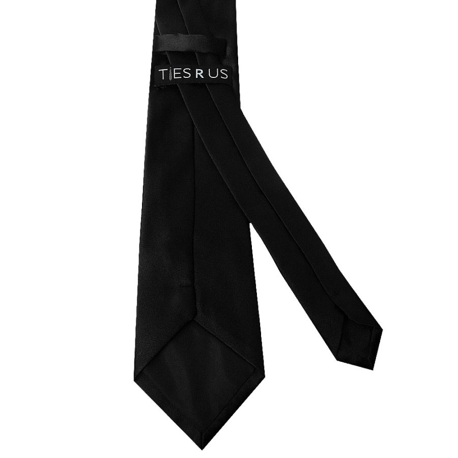 Plain Black Satin Classic Men's Tie and Pocket Square Set