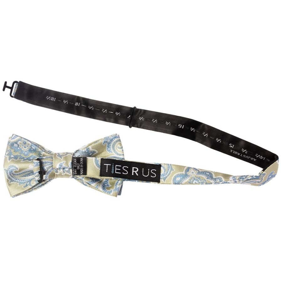 Green and Blue Paisley Handmade Mens Bow Tie