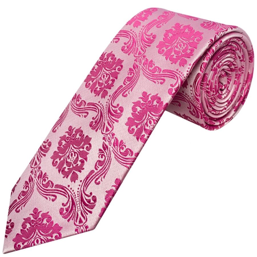 Fuchsia Paisley Classic Men's Tie and Pocket Square Set