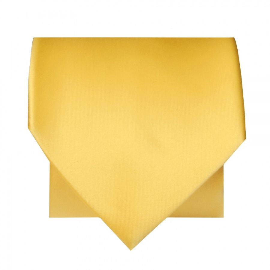 Plain Yellow Gold Satin Classic Men's Tie and Pocket Square Set
