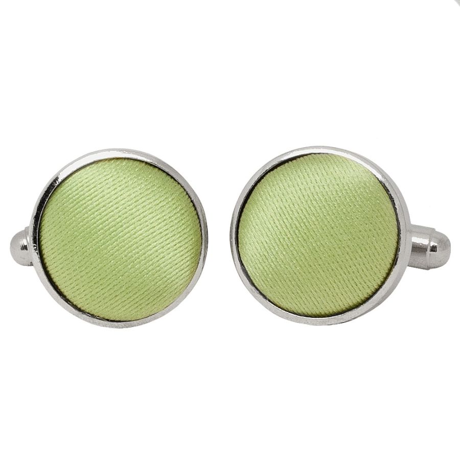 Plain Light Sage Satin Cufflinks