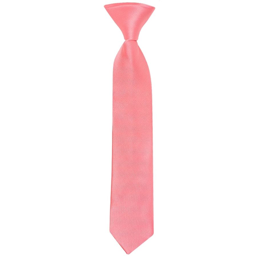 Pre Tied Light Coral Pink Satin Boys Tie Age 4-7