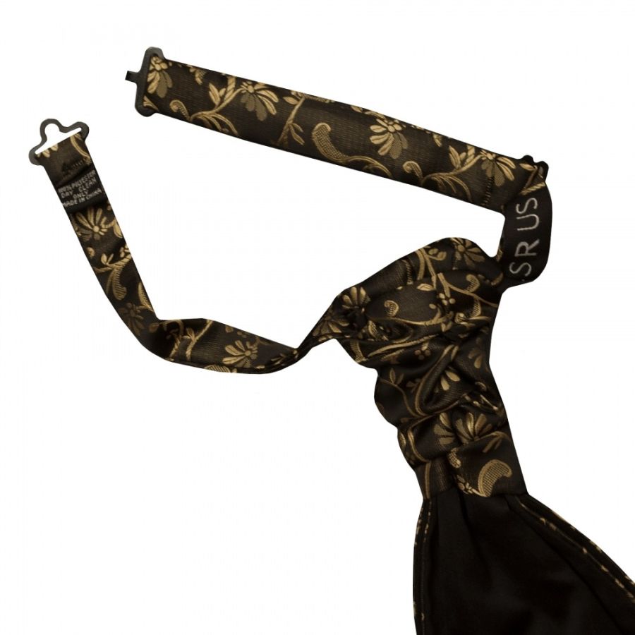 Black with Gold Floral Men's Cravat Tie