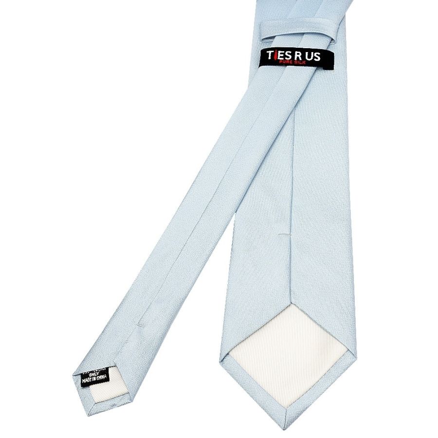 Plain Sky Blue Silk Classic Men's Tie and Pocket Square Set