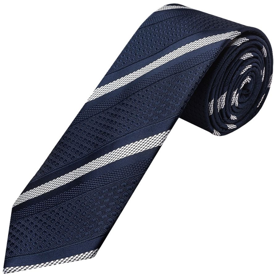 Slim Navy Striped Men's Tie