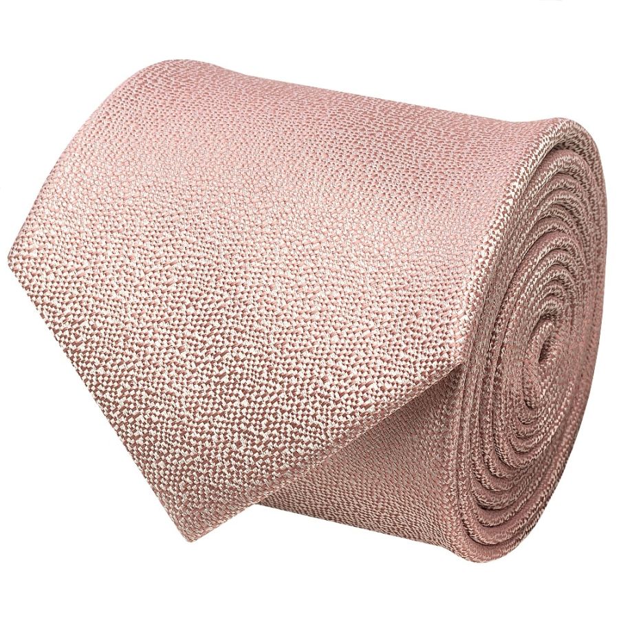 Plain Rose Gold Textured Silk Classic Men's Tie
