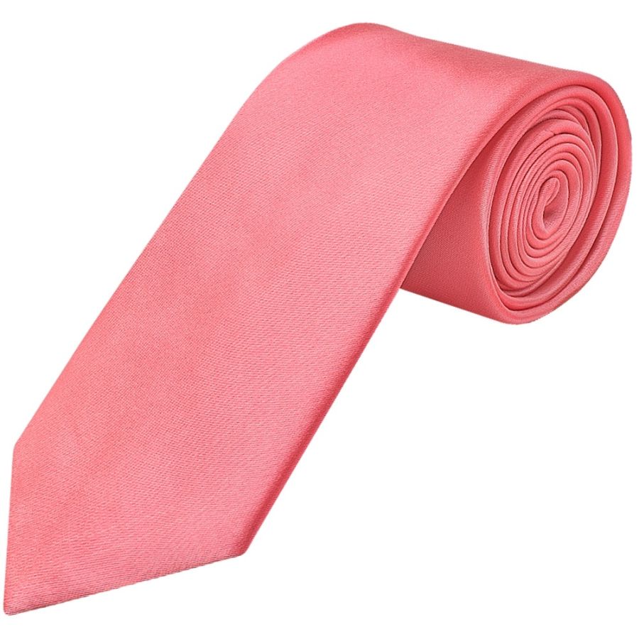 Plain Light Coral Pink Satin Classic Men's Tie