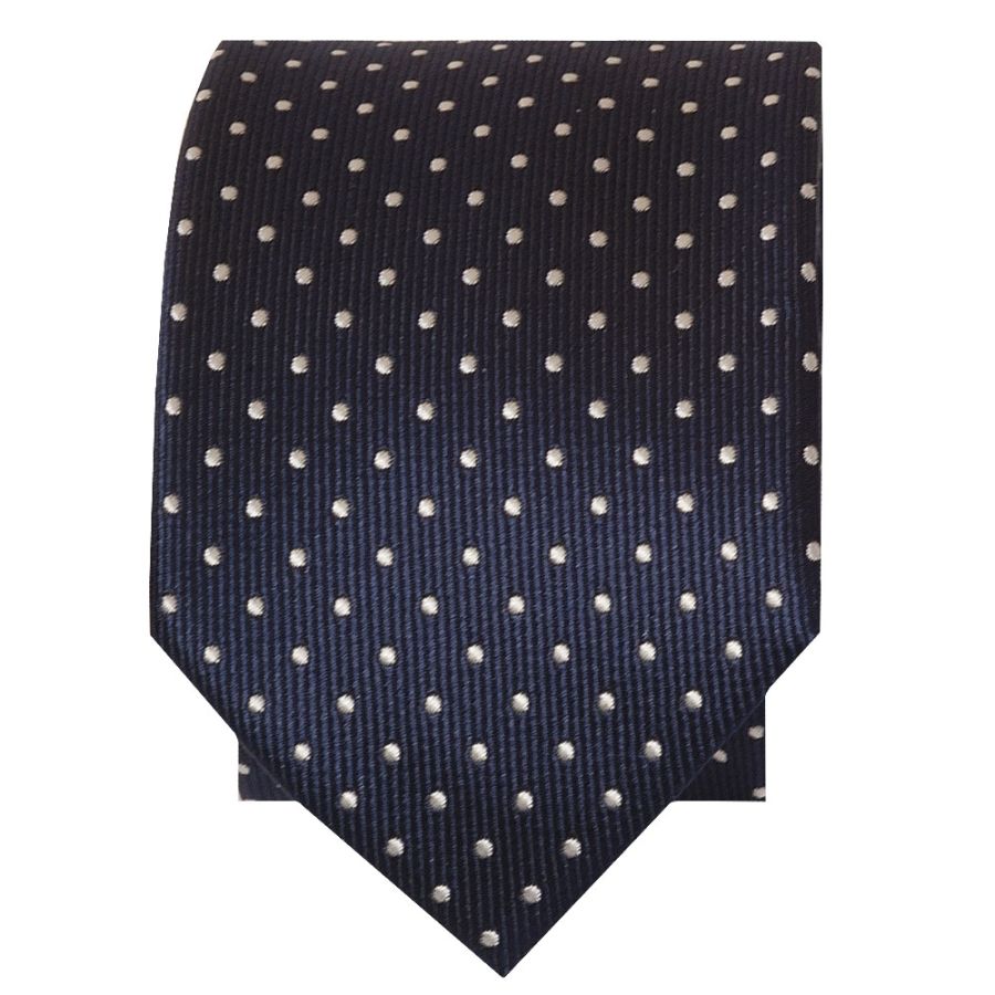 Navy Blue and White Polka Dot Skinny Boy's Tie