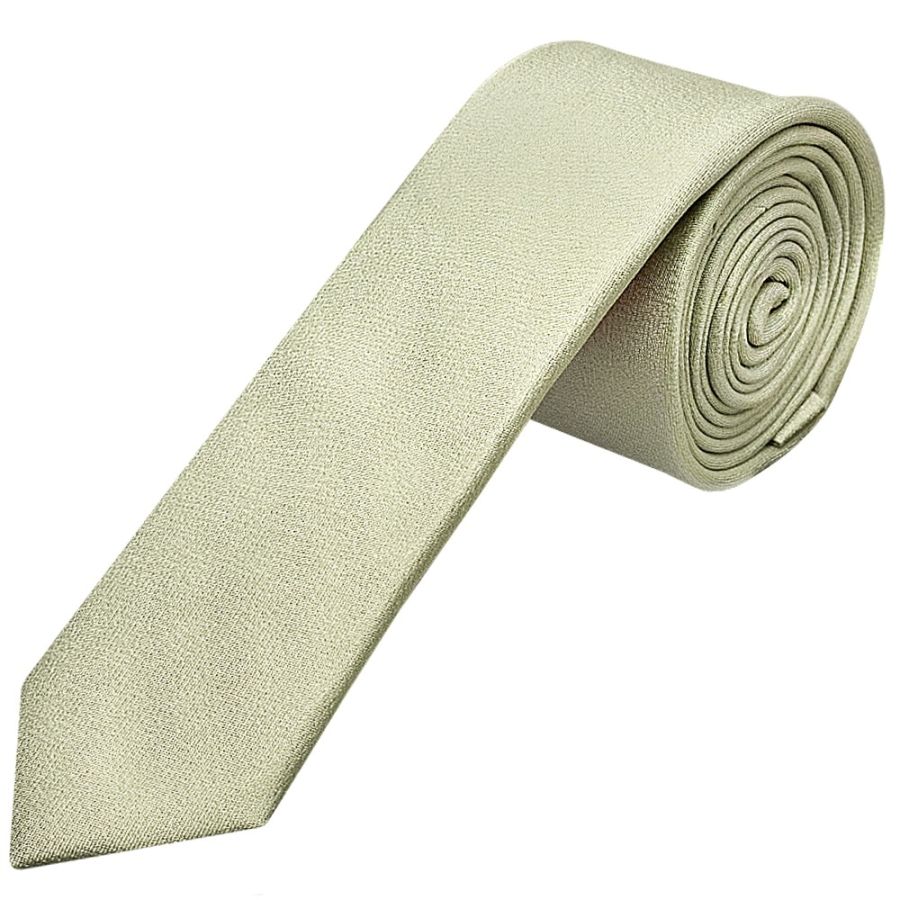 Plain Sage Green Silk Skinny Boys Tie
