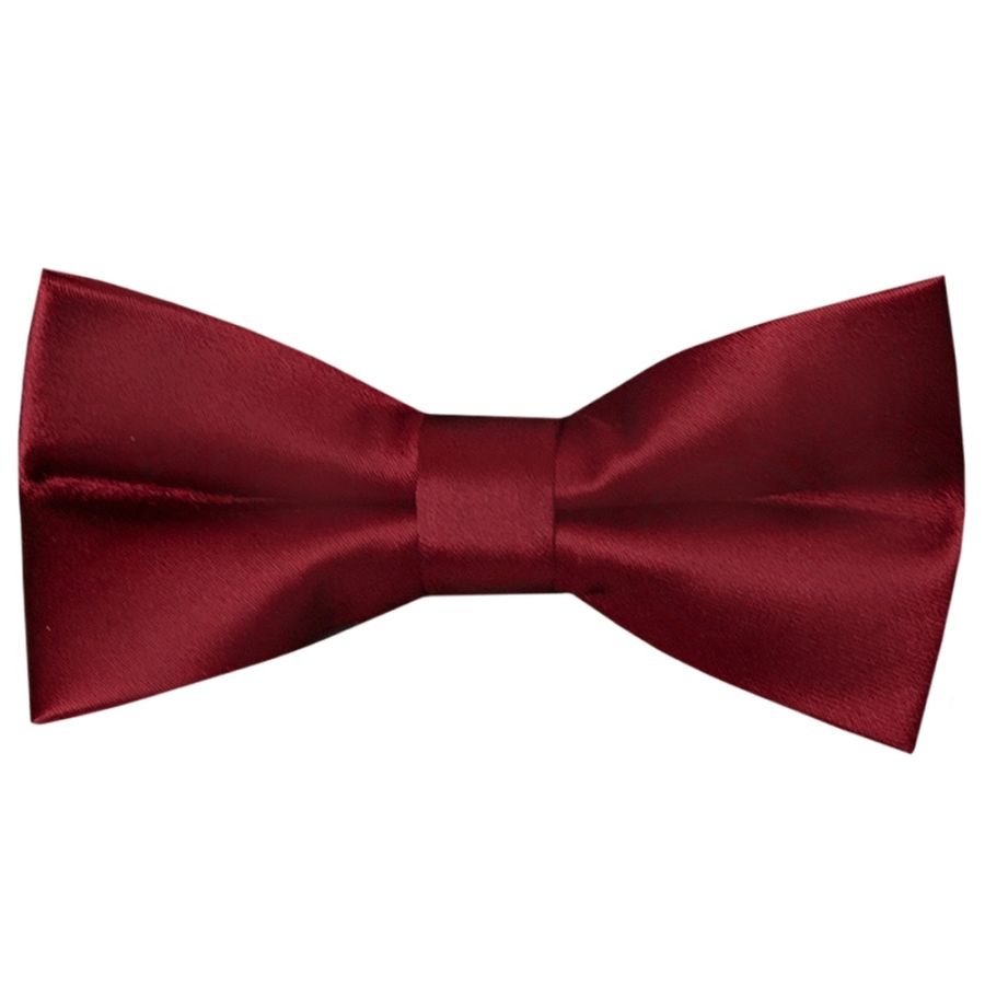 Pre Tied Maroon Satin Boys Bow Tie Age 4-7