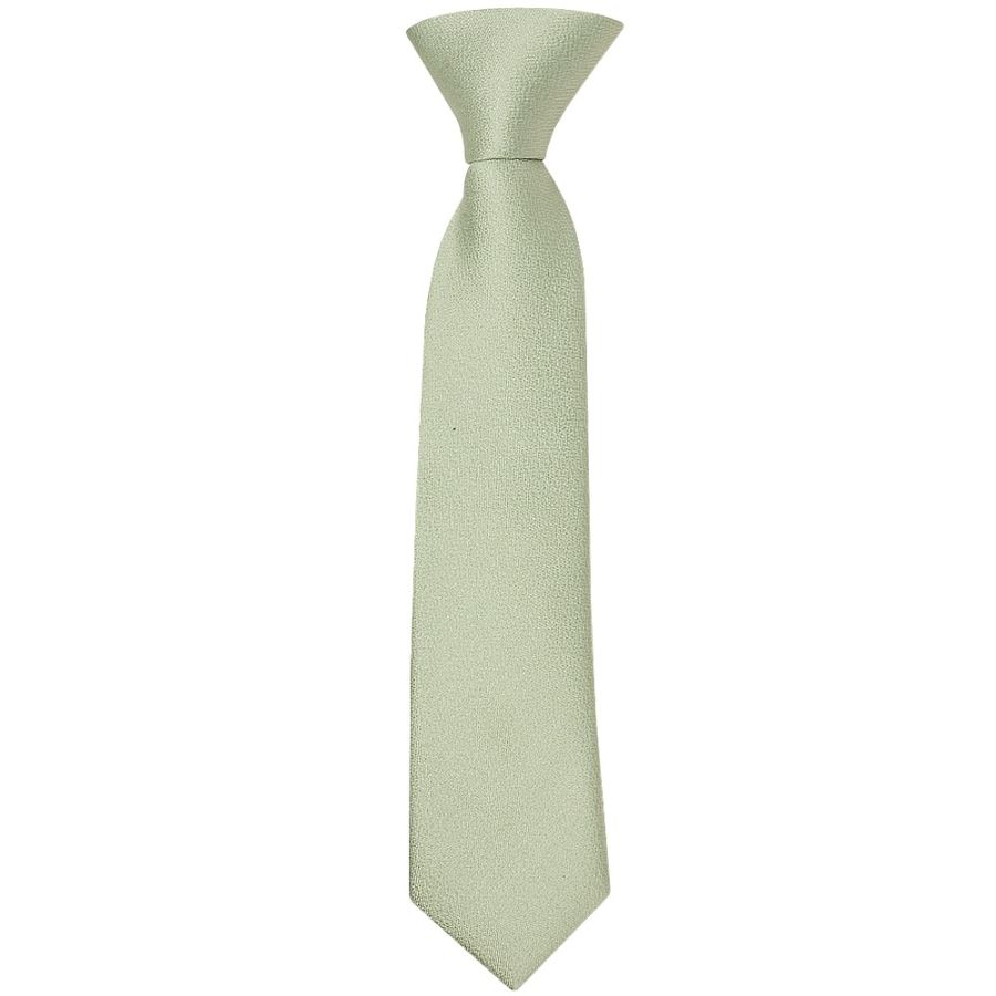 Pre Tied Light Sage Green Silk Boys Tie Age 4-7
