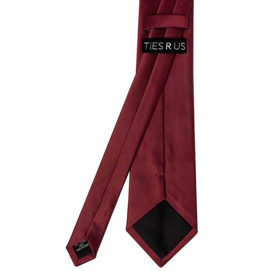 Plain Burgundy Satin Classic Men's Tie and Pocket Square Set