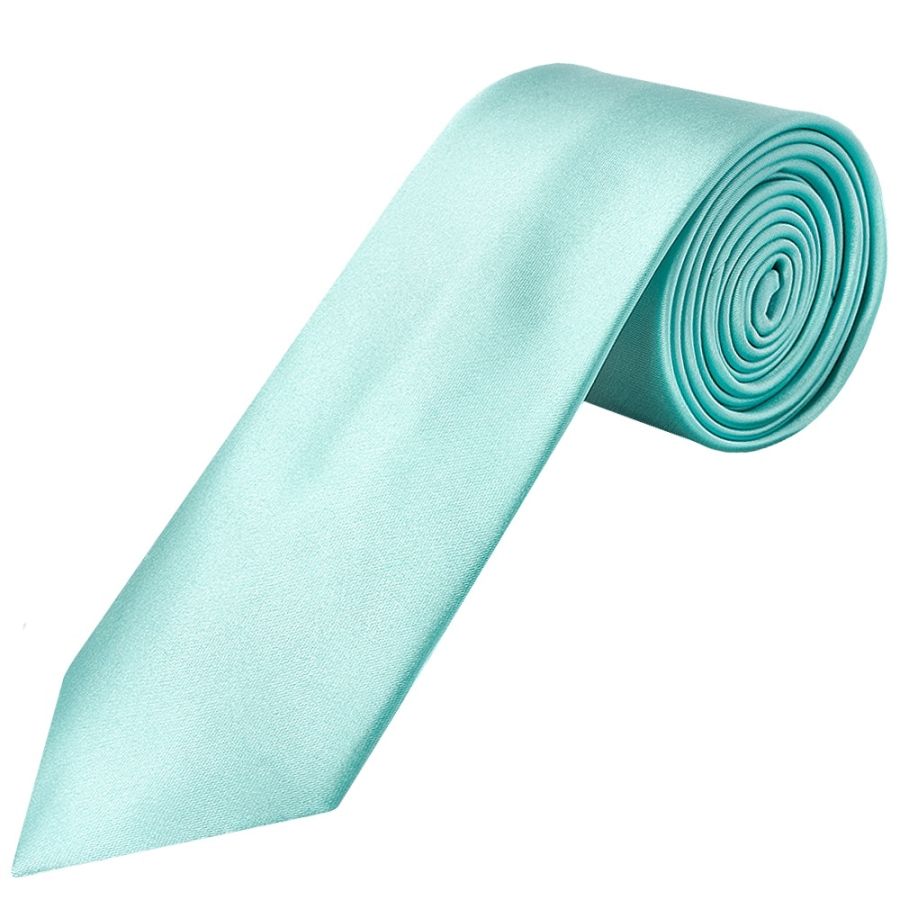 Plain Aqua Satin Classic Men's Tie