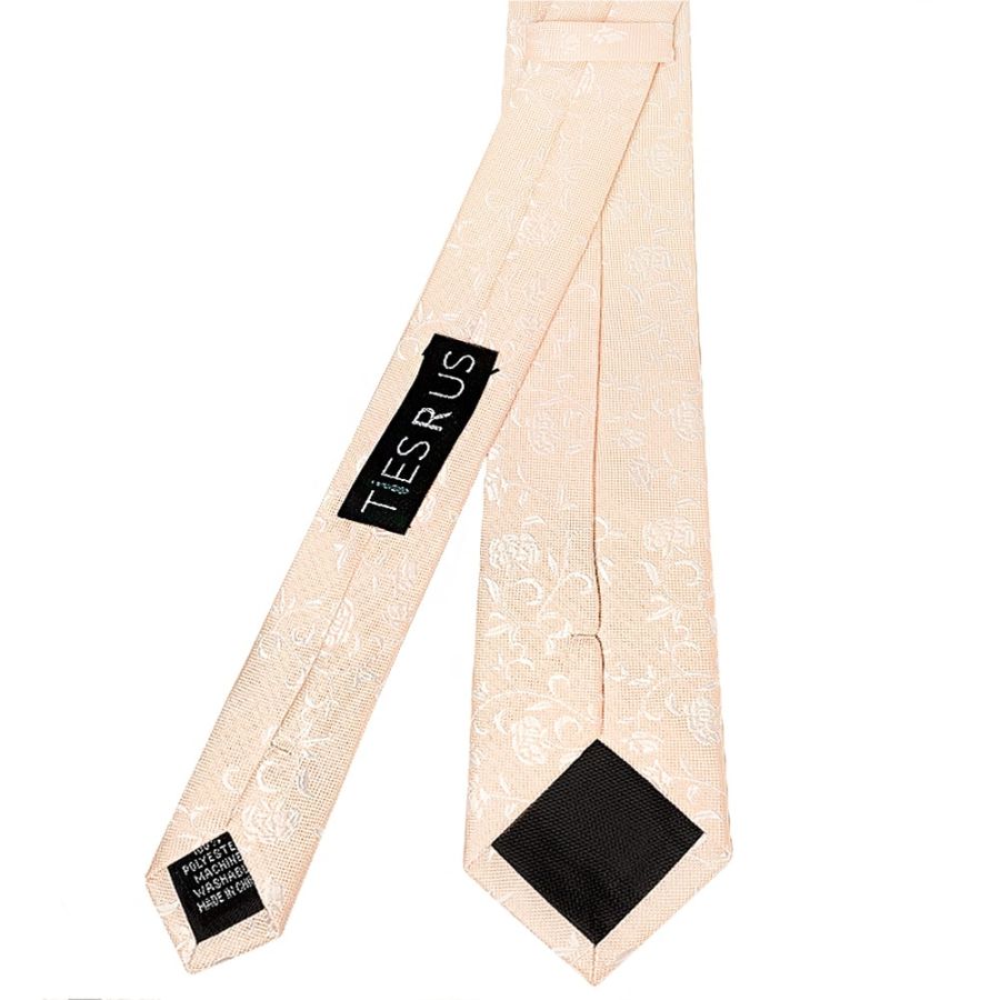 Light Peach and White Floral Classic Men's Tie