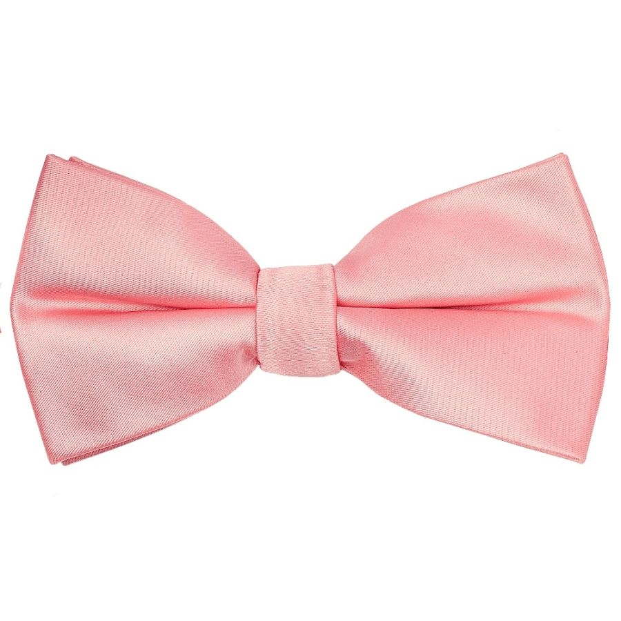 Pre Tied Plain Blush Rose Satin Boys Bow Tie Age 8-11
