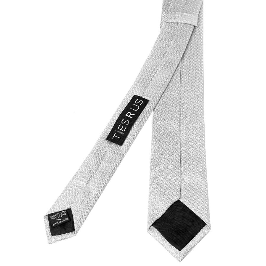 Silver Textured Skinny Tie and Pocket Square Set