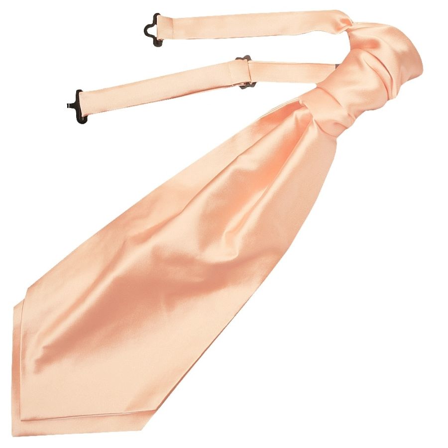 Plain Light Peach Satin Men's Cravat Tie and Pocket Square Set