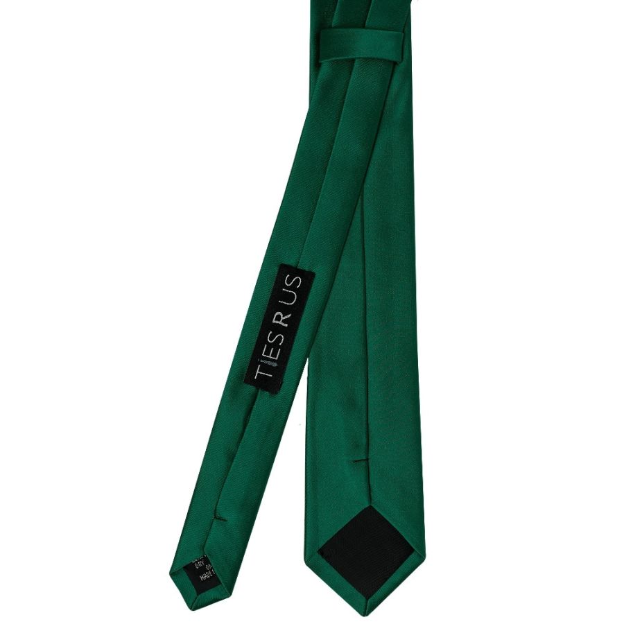Plain Bottle Green Satin Skinny Boys Tie