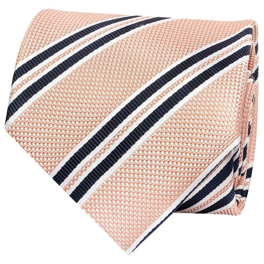 Pink Twin Stripe Classic Men's Tie and Pocket Square Set