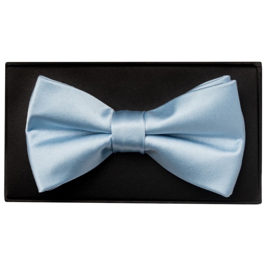 Plain Light Blue Hand Made Mens Bow Tie