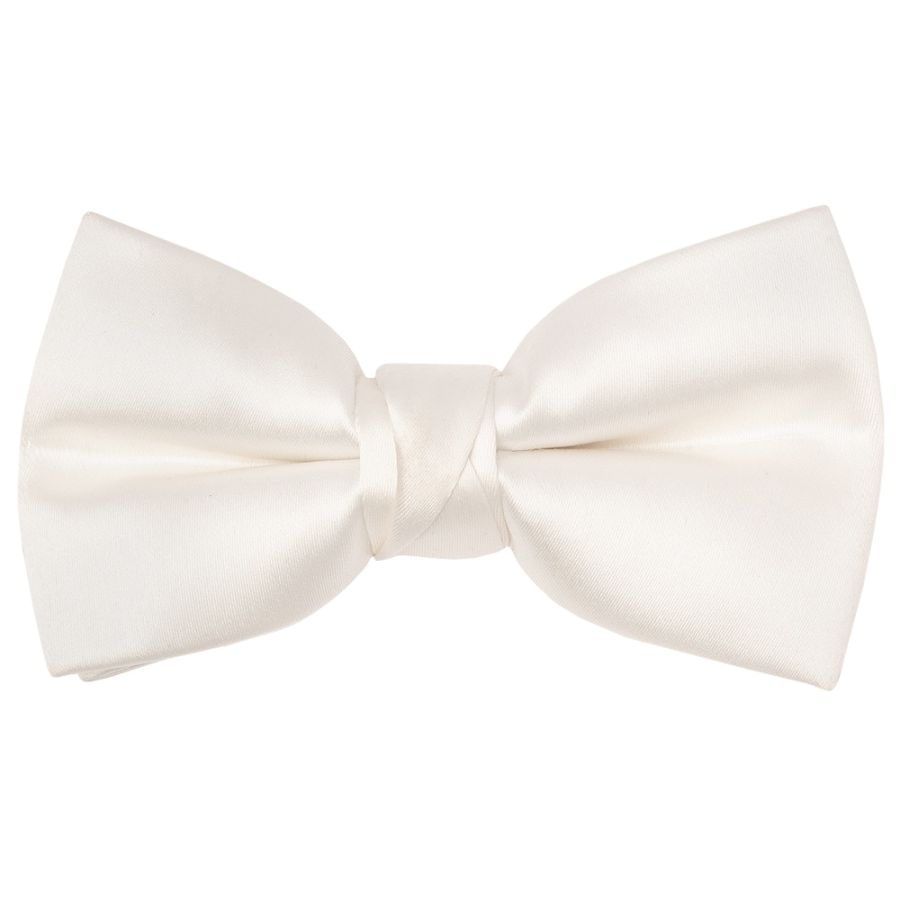 Pre Tied White Satin Boys Bow Tie Age 4-7