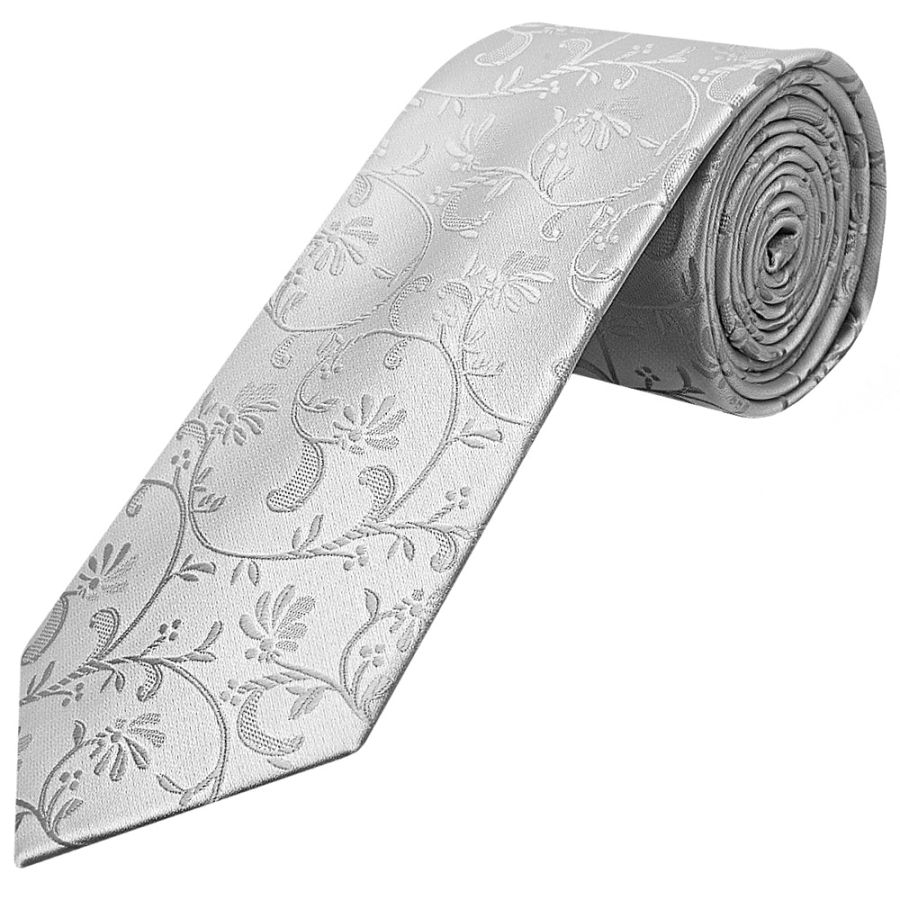 Silver Floral Classic Men's Tie