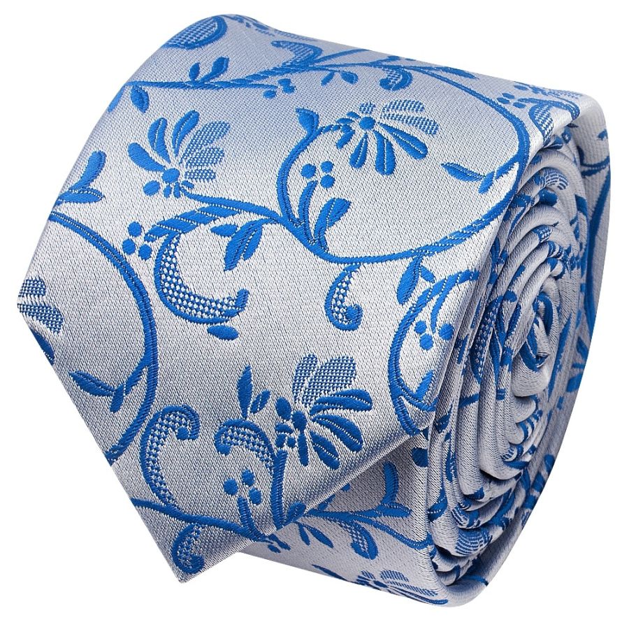 Royal Blue Floral Skinny Boys Tie