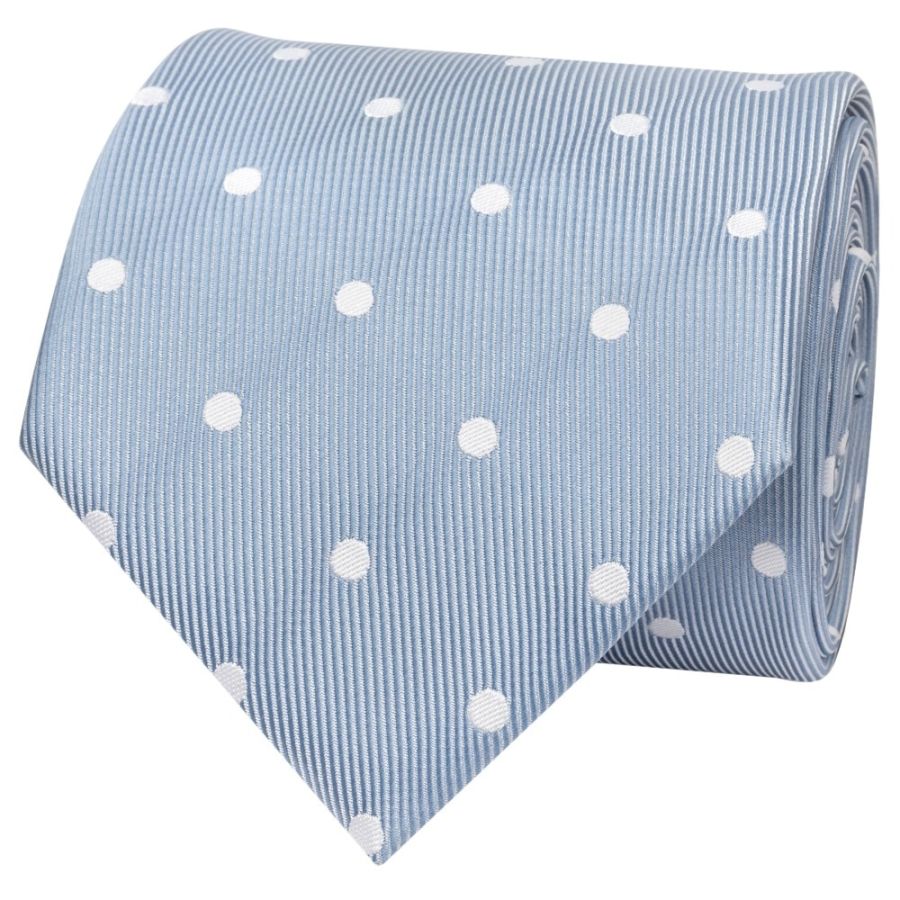 Dusty Blue White Spot Classic Men's Tie and Pocket Square Set