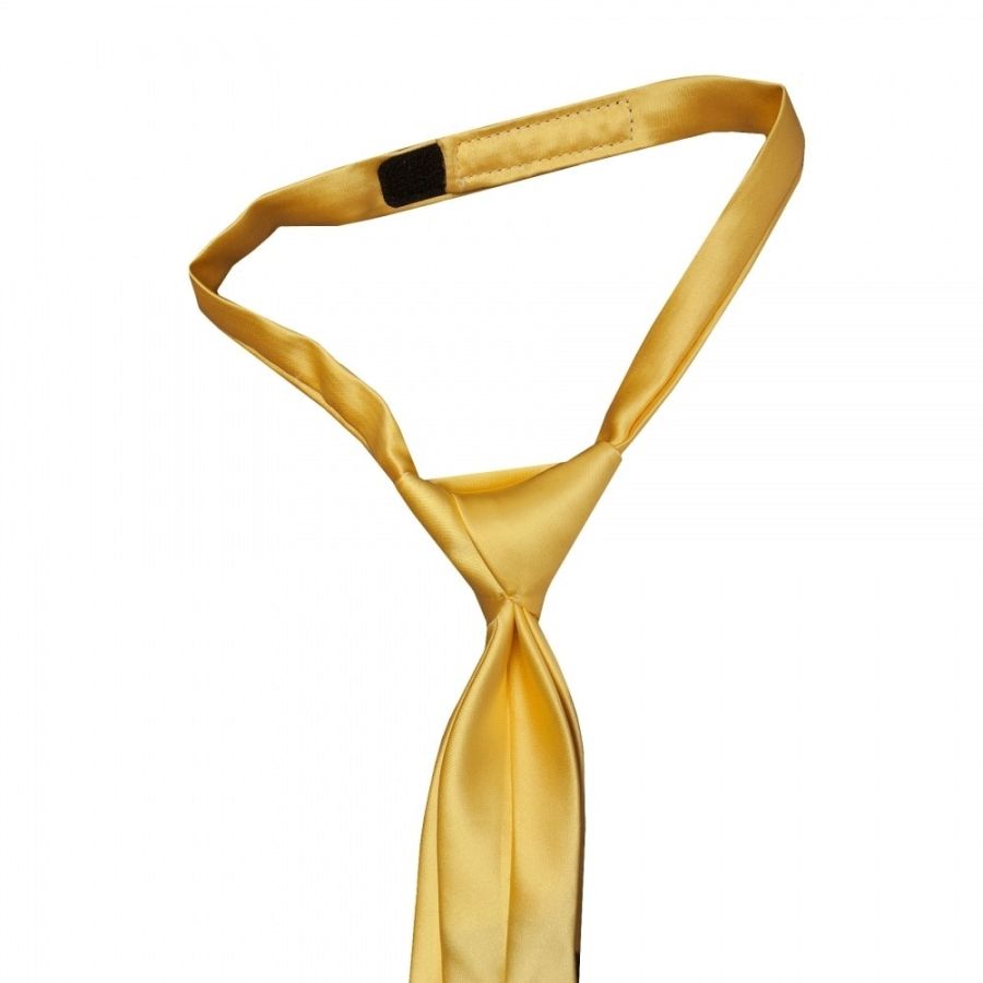 Pre Tied Plain Gold Satin Boys Tie and Pocket Square Set Age 4-7