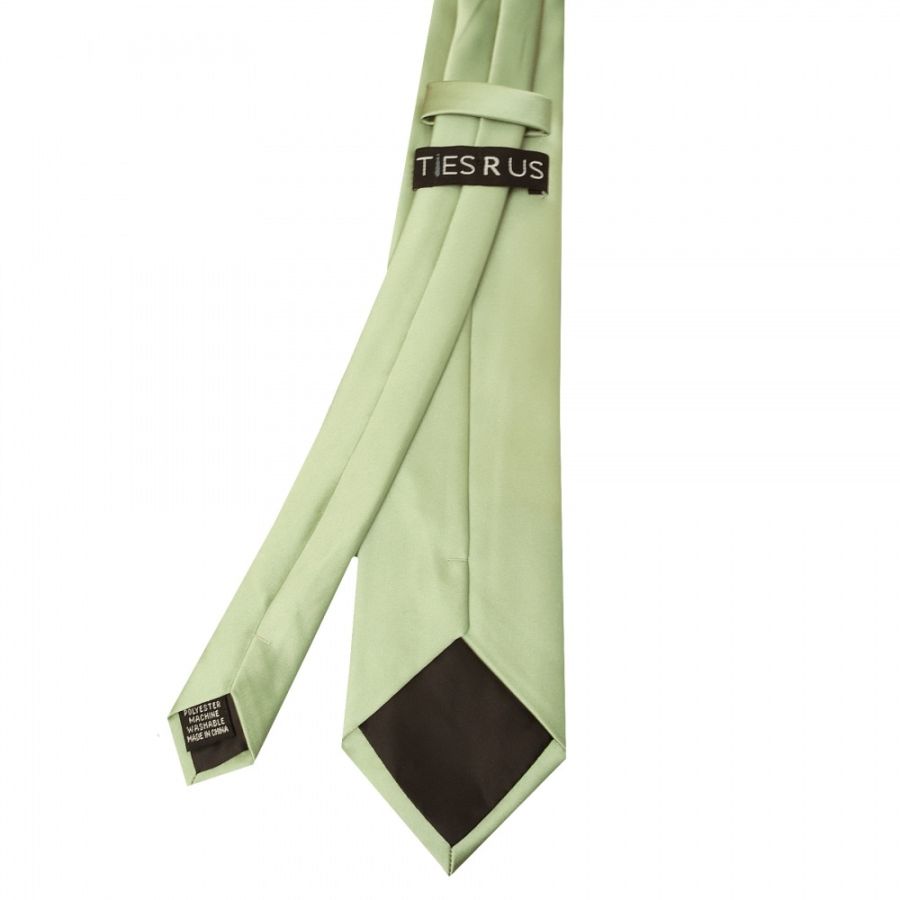 Plain Sage Green Satin Classic Men's Tie and Pocket Square Set