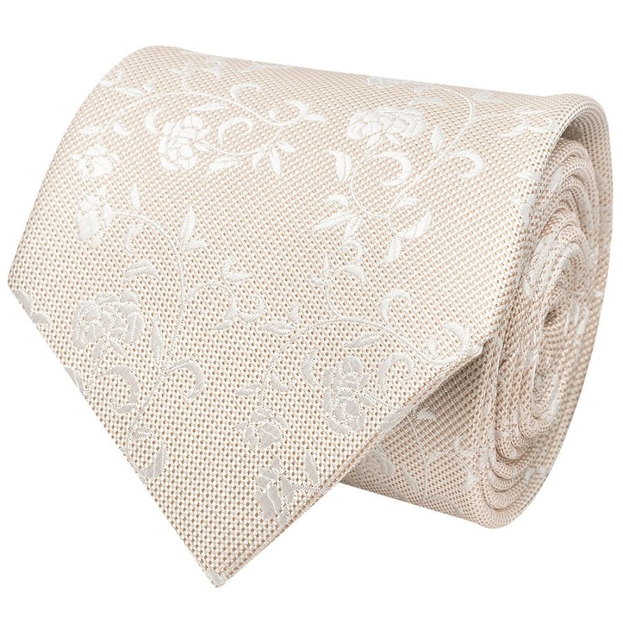 Champagne and White Floral Classic Men's Tie