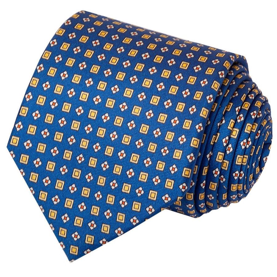 Blue with Yellow Geo Classic Men's Tie