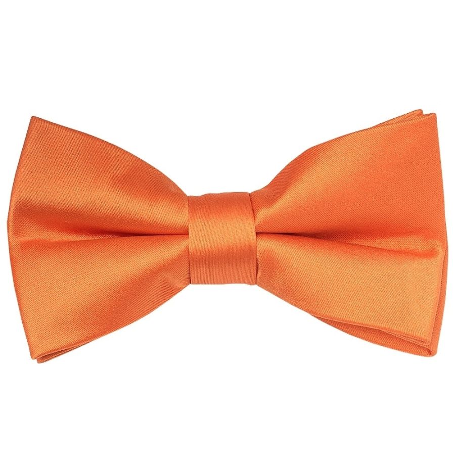 Plain Burnt Orange Handmade Mens Bow Tie and Pocket Square