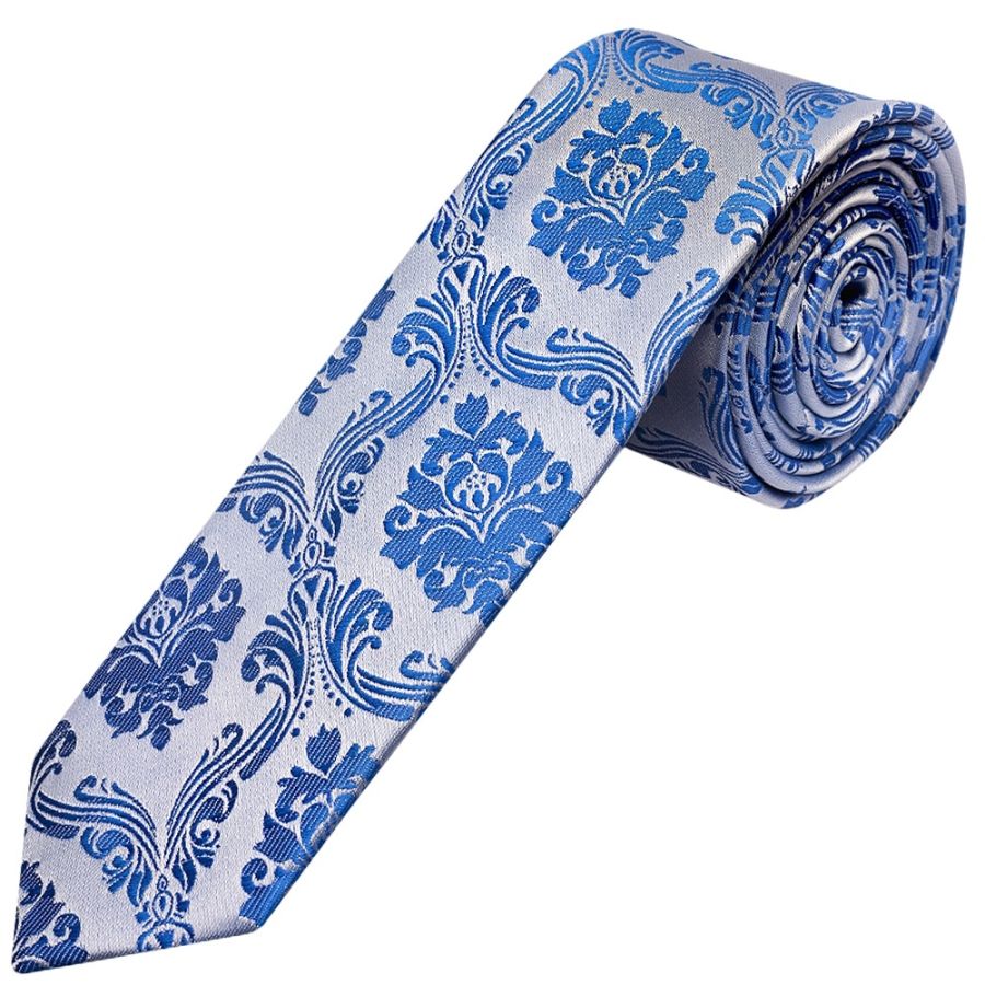 Royal Blue Paisley Skinny Boys Tie