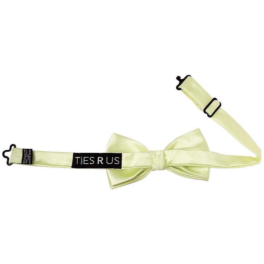 Pre Tied Plain Willow Green Satin Boys Bow Tie and Pocket Square Set