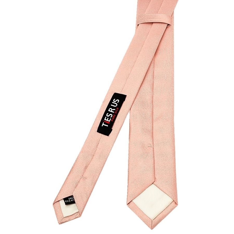 Plain Rose Quartz Silk Skinny Boys Tie and Pocket Square Set