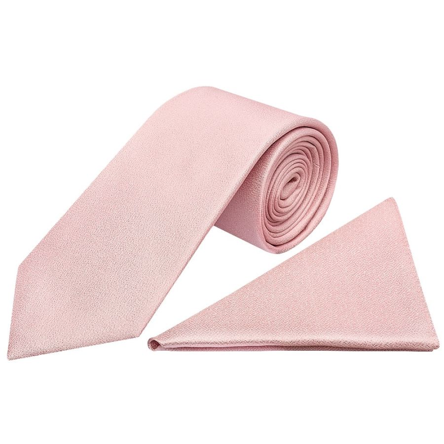 Plain Dusty Rose Silk Classic Men's Tie and Pocket Square Set