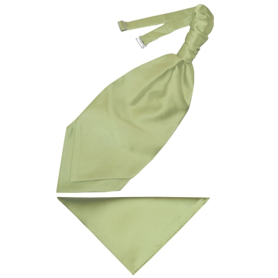 Sage Green Satin Men's Cravat Tie and Pocket Square Set
