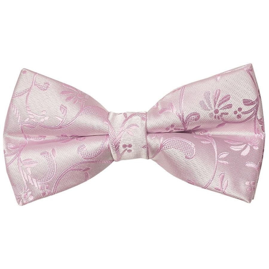 Pre Tied Light Dusty Pink Floral Boys Bow Tie and Pocket Square
