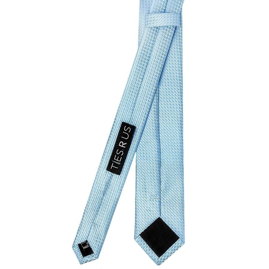 Dusty Blue Textured Skinny Tie and Pocket Square Set