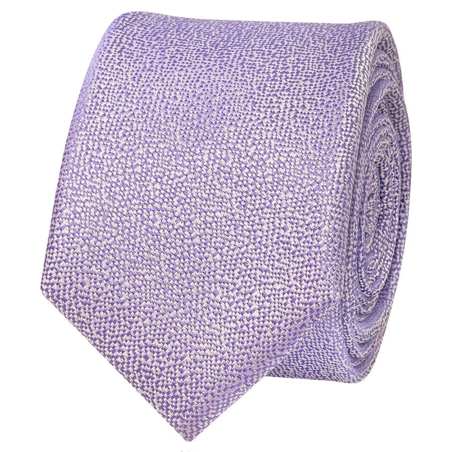 Plain Purple Textured Silk Skinny Men's Tie